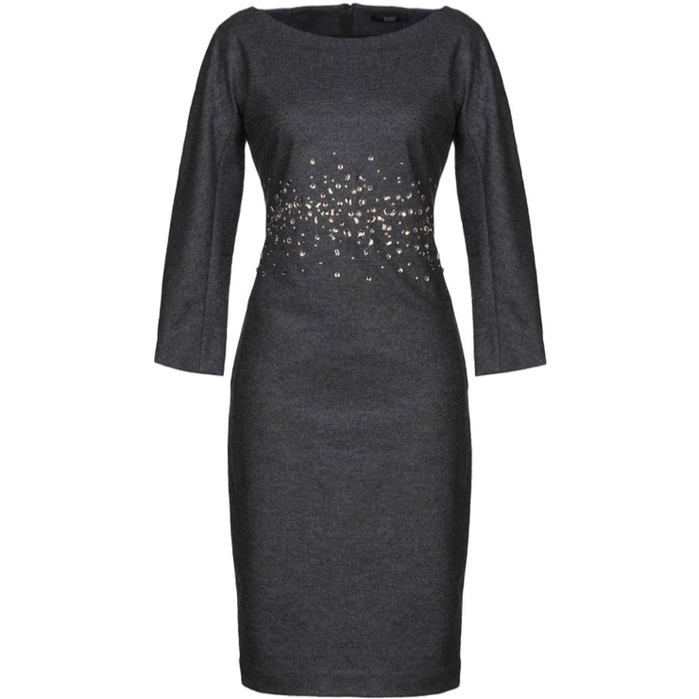 Gorgeous Wool Jeweled Midi Dress